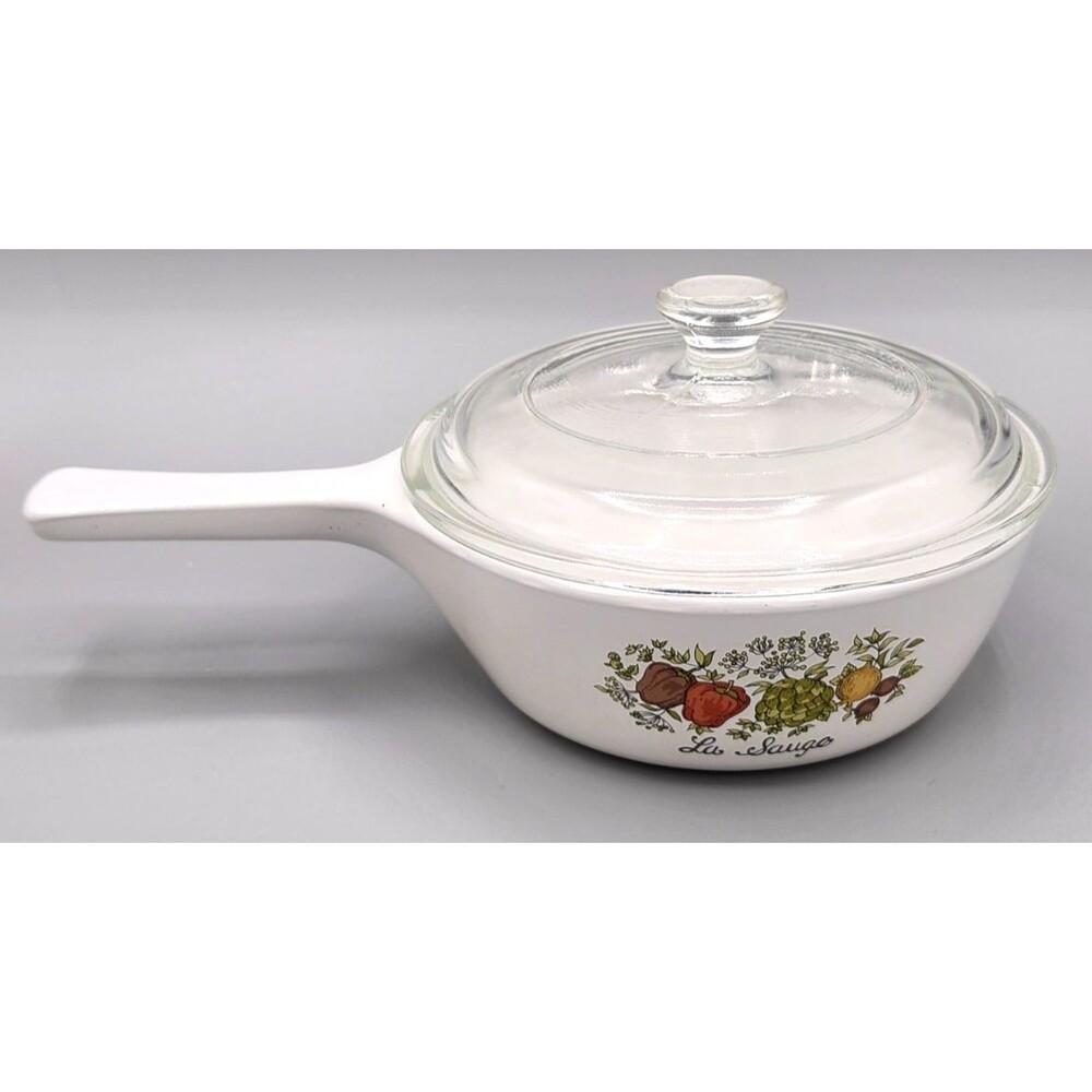 Vintage Corning Ware La Sauge Spice of Life Sauce Pan 1 Pint with Lid